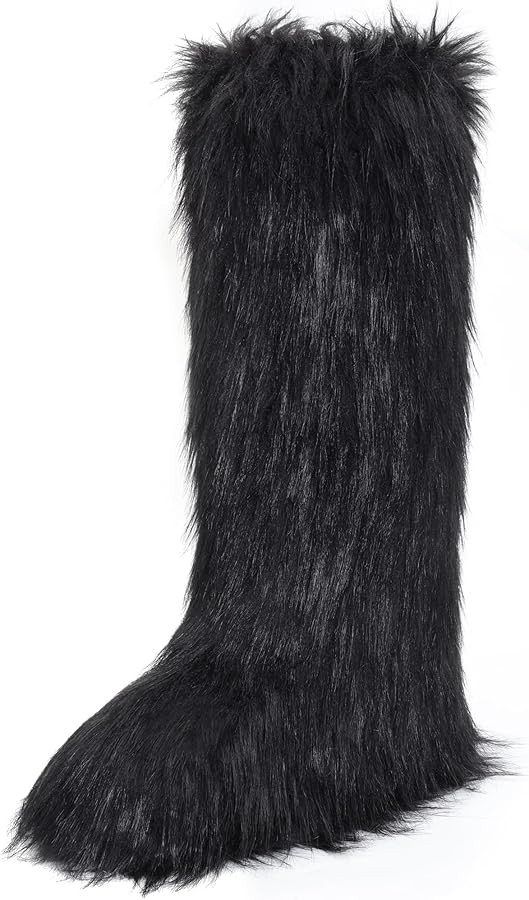 CEPEPRIN Women's Faux Fur Boots Knee-High Furry Snow Boots Fluffy Warm Winter Boots | Amazon (US)