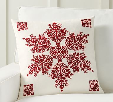 Snowflake Embroidered Pillow Cover | Pottery Barn (US)