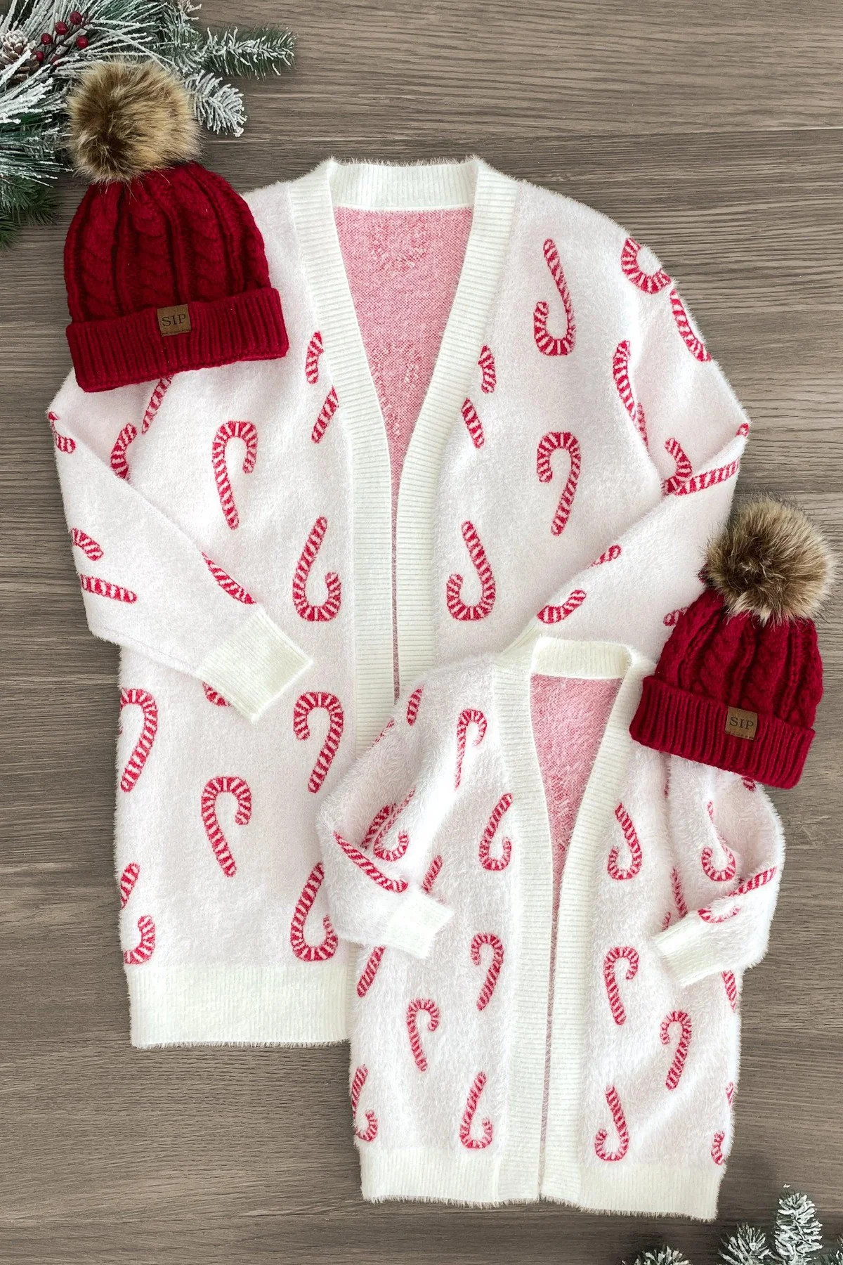 Mom & Me - Cozy Candy Cane Cardigan | Sparkle In Pink