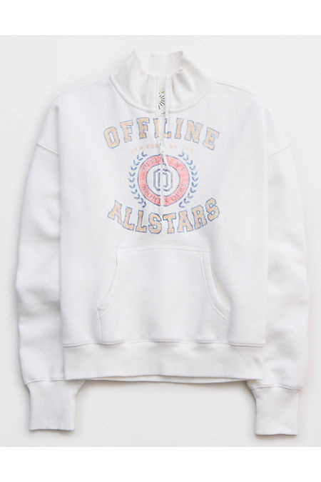 OFFLINE By Aerie Cloud Fleece Quarter Zip Sweatshirt Women's Air White XL | Aerie