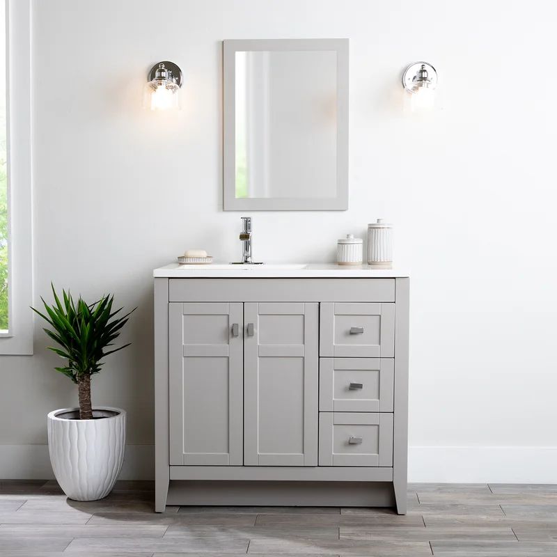 Finley 36.25'' Free-standing Single Bathroom Vanity with Cultured Marble Vanity Top | Wayfair North America