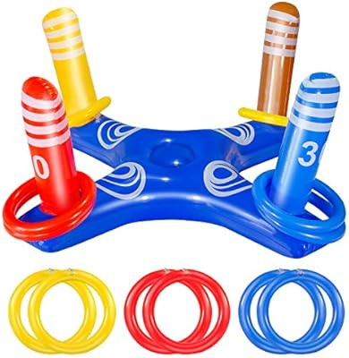JOZON Inflatable Ring Toss Pool Game Toys with 6 Pcs Rings Floating Swimming Pool Ring Water Floa... | Amazon (US)