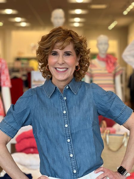 This an elbow sleeve denim button front shirt in a medium wash has slightly puffed sleeves. It’s a summer classic that you can dress up or down. TTS!

Take 40% off your first item and 30% off the rest of your purchase with code SUMMER right now at Talbots!

#LTKFindsUnder100 #LTKSaleAlert #LTKStyleTip