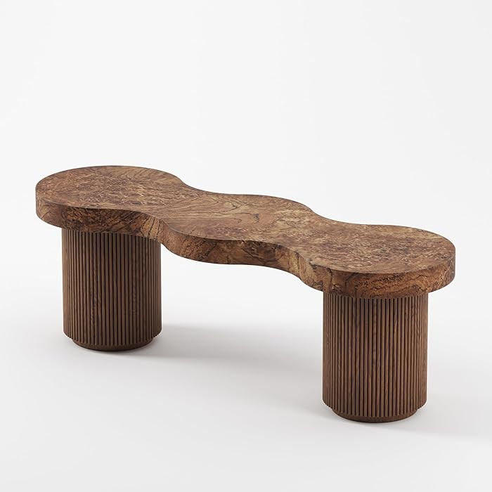 Designer Travertine Long Bench – Vintage Creative Entryway Shoe Stool, Artistic Sculpted Coffee... | Amazon (US)