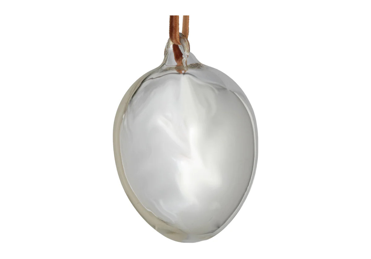 SILVER EGG GLASS ORNAMENT | 4" | Alice Lane Home Collection