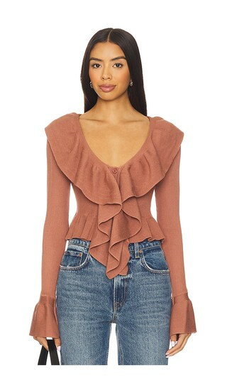 MORE TO COME Hally Sweater Top in Pink, brown. - size M | Revolve Clothing (Global)