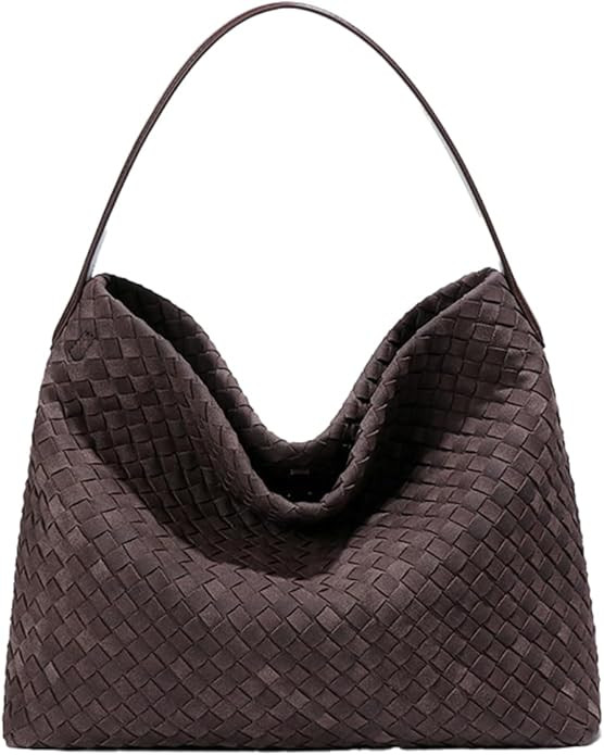 Women's Woven Shoulder Bag Handbags PU Leather Tote Bag Top-handle Shoulder Bag Soft Vegan Undera... | Amazon (US)