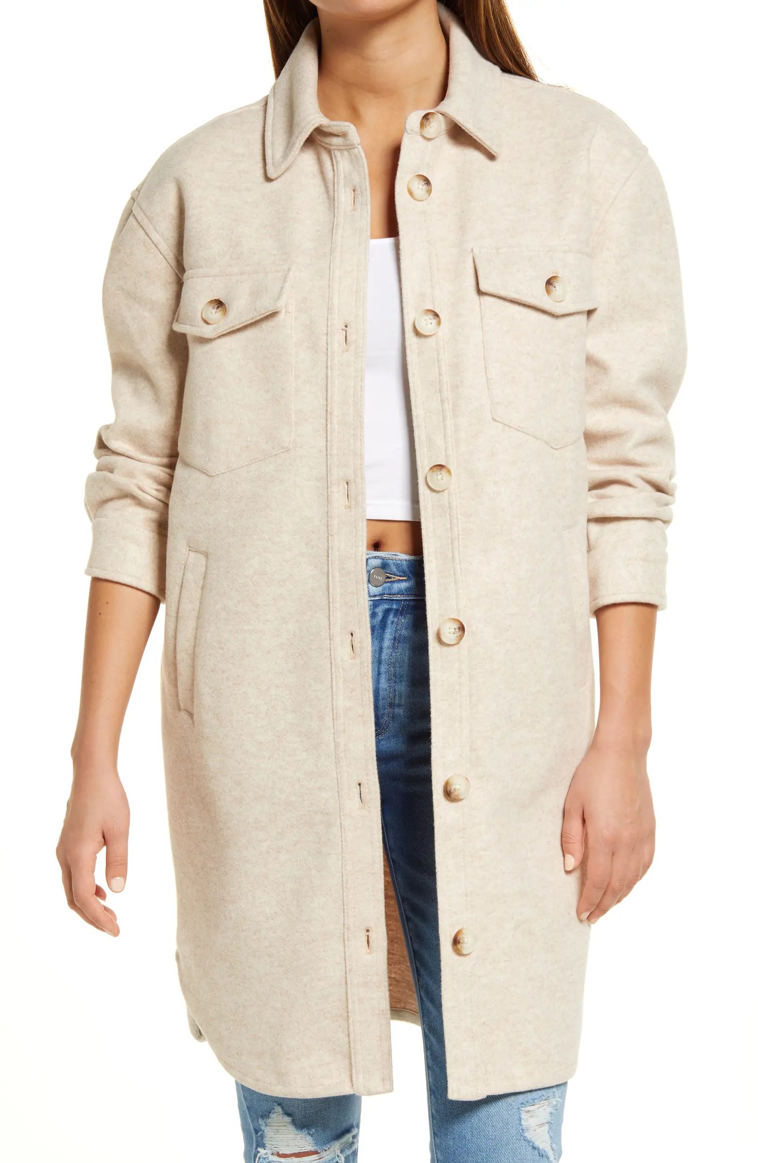 BLANKNYC Long Button-Up Shacket | Nordstrom | Nordstrom