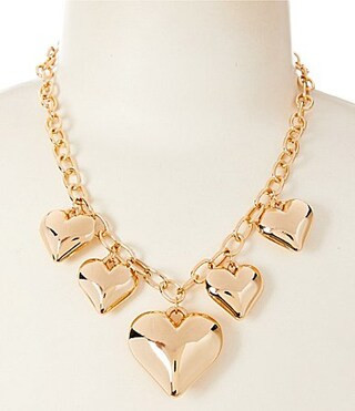 Dillard's Puffy Hearts Statement Necklace - Gold | Dillard's