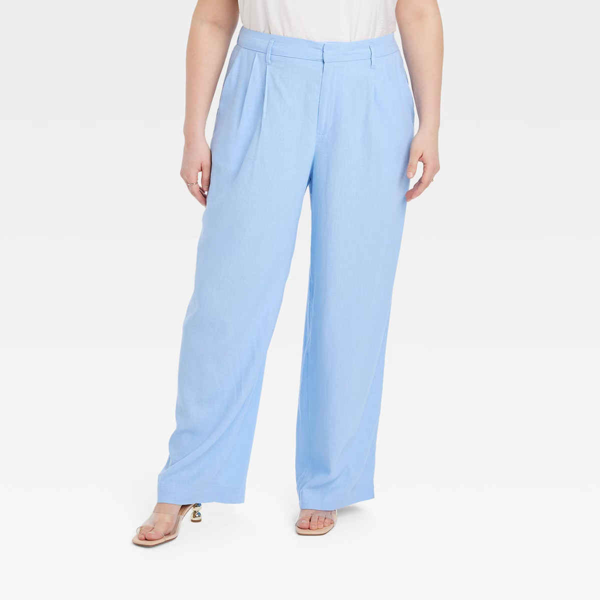 Women's High-Rise Linen Pleated Front Straight Pants - A New Day™ | Target