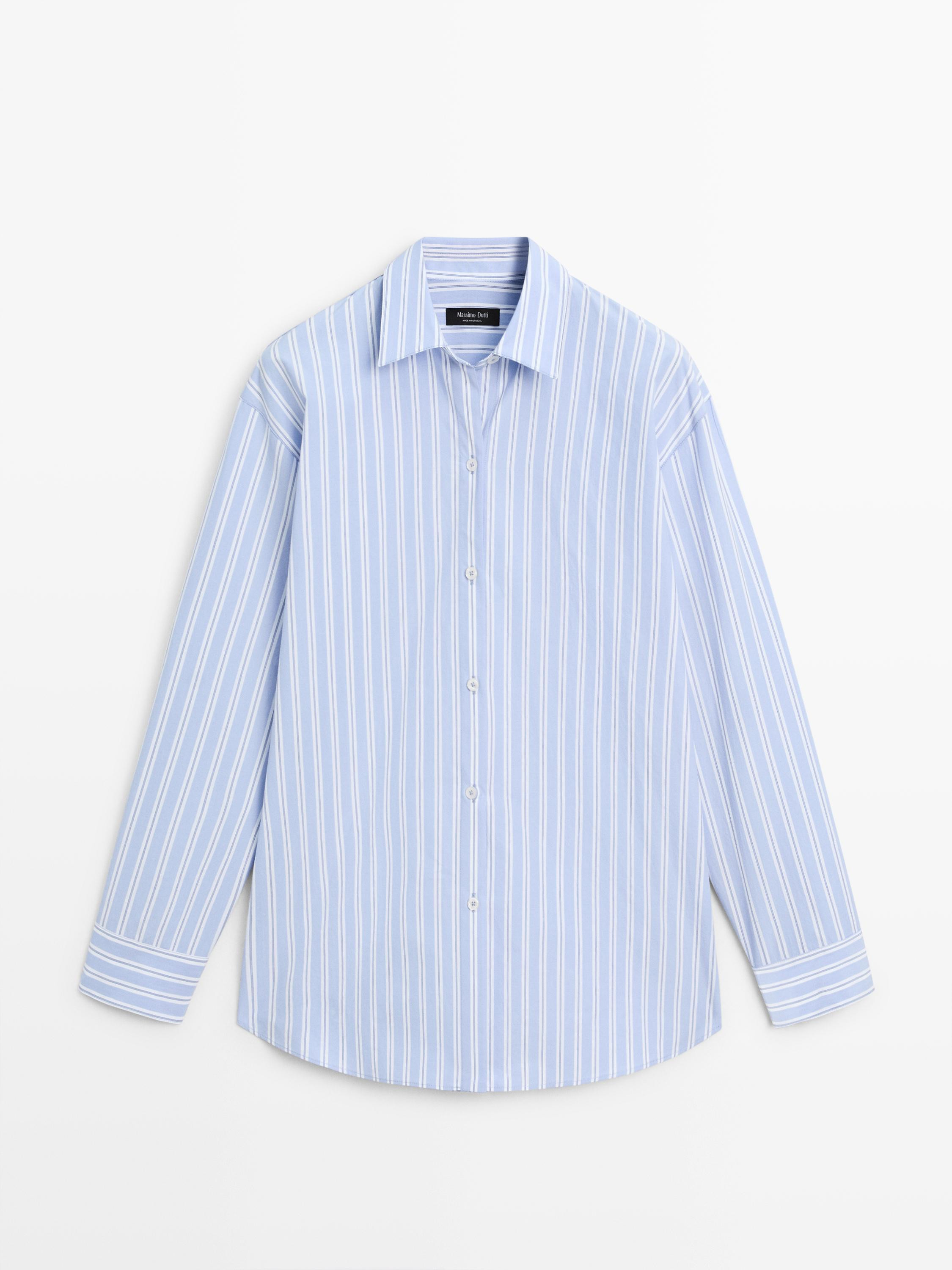 100% cotton striped shirt | Massimo Dutti UK