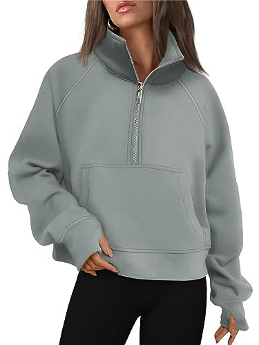 AUTOMET Womens Sweatshirts Half Zip Cropped Pullover Fleece Quarter Zipper Hoodies 2025 Fall Fash... | Amazon (US)