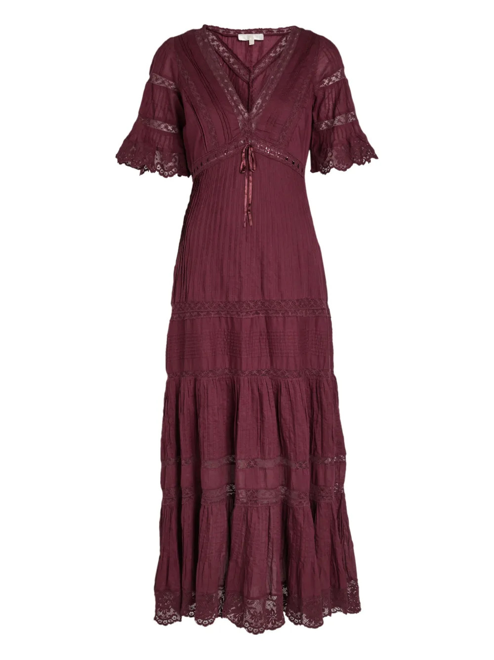 LoveShackFancy Marlowe lace-detail Midi Dress | Red | FARFETCH | Farfetch Global