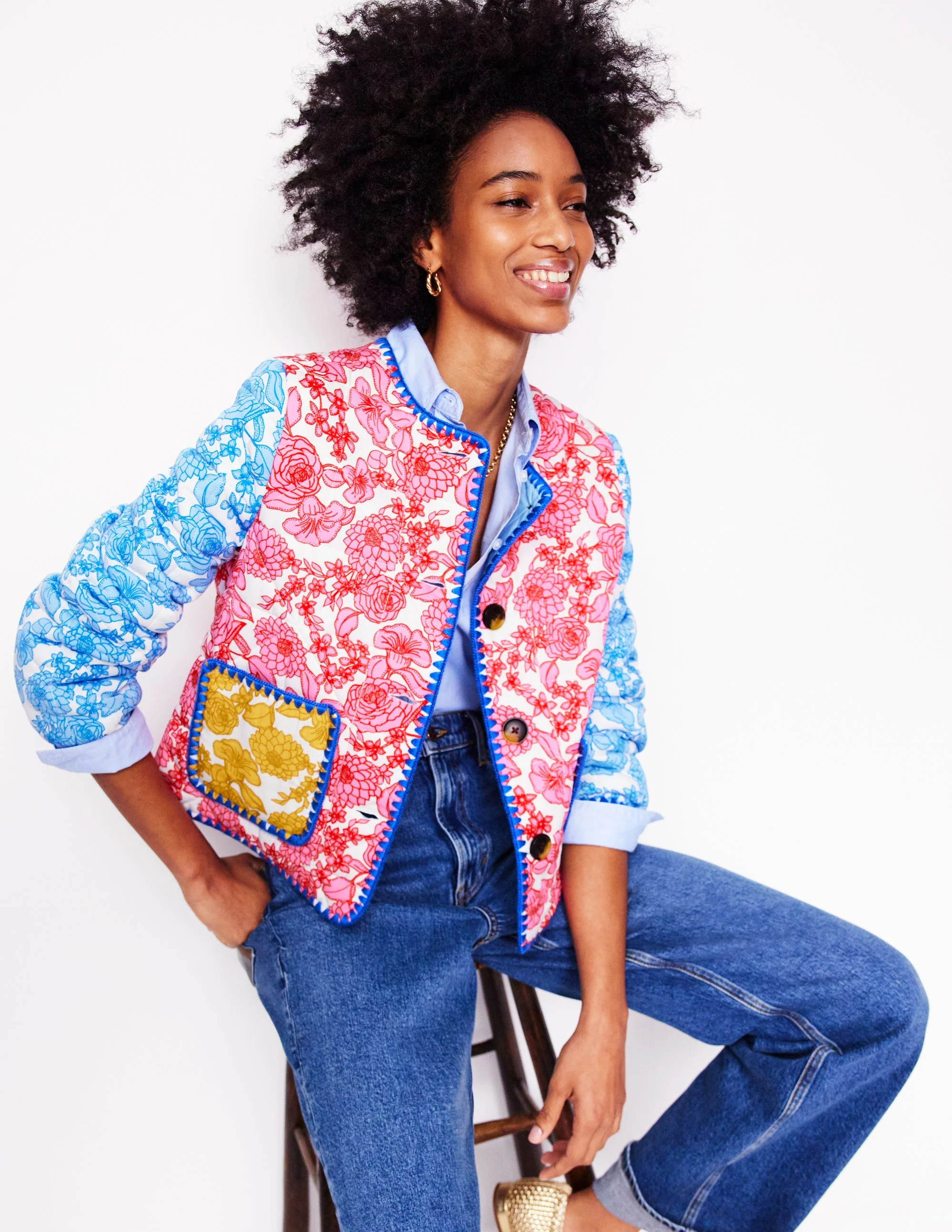 Chelsea Quilted Jacket-Blossom Cascade | Boden (US)