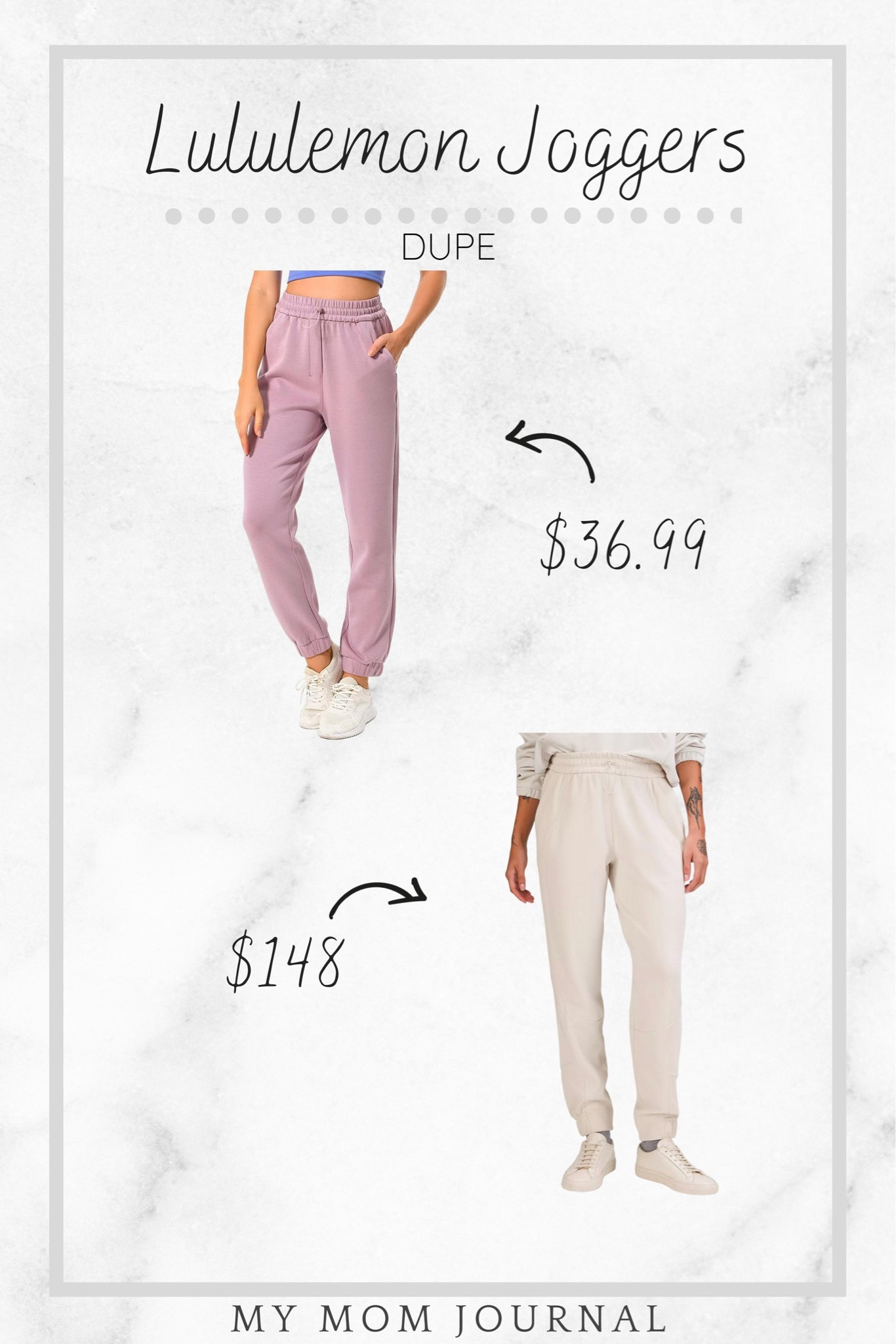 Lululemon jogger dupes! Which ones are your favorites?! Multiple colors available in the Amazon style!

#dupe #lulu #lululemon #amazon #amazonfashion

#LTKsalealert #LTKstyletip #LTKunder50