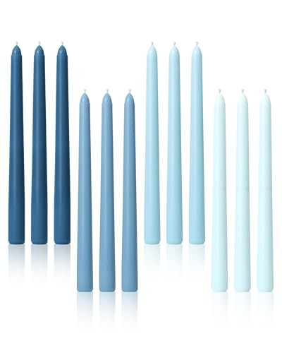 Viyffo 10 Inch Taper Candles, 12 Pack Blue-Unscented, Dripless Design– Long Tall Tapered Candlesticks for Wedding, Dinner, Holiday, Party, Home Decor Natural Color Series | Amazon (US)
