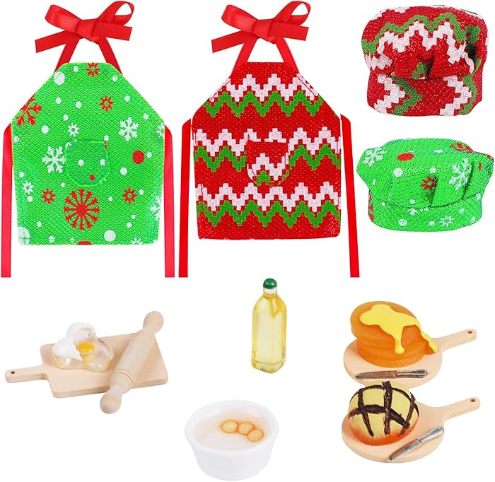 DIYASY Christmas Mini Elf Outfit Accessories, Elf Baker Clothes Kit Xmas Doll Props Set Apron Hat... | Amazon (US)