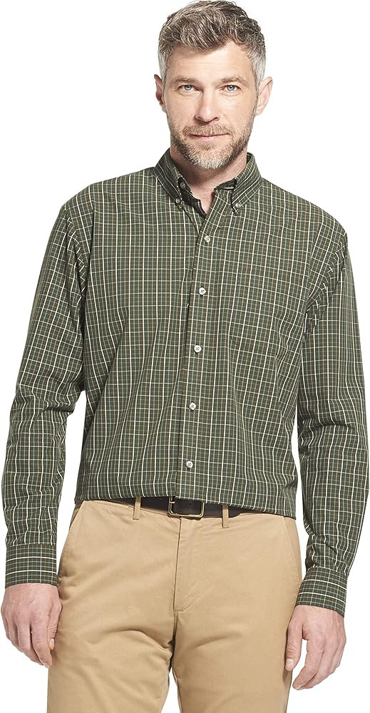 Arrow 1851 Men's Hamilton Poplins Long Sleeve Button Down Plaid Shirt | Amazon (US)