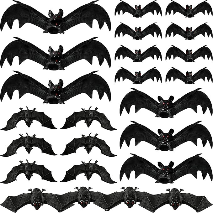 MGparty Halloween Hanging Bats 24 Pcs Realistic Scary Rubber Bats for Halloween Outdoor Indoor Ya... | Amazon (US)