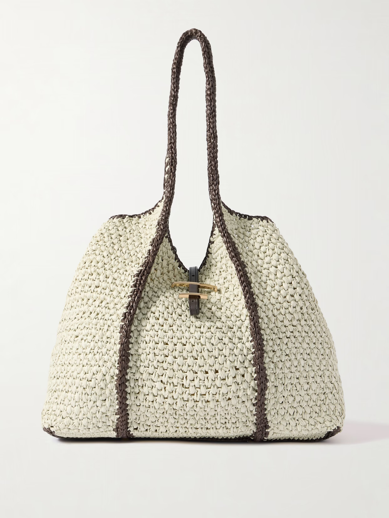 Tod's - T Timeless Large Leather-trimmed Crocheted Raffia Tote - Cream | NET-A-PORTER (UK & EU)
