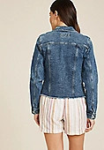 Dark Frayed Hem Denim Jacket | Maurices