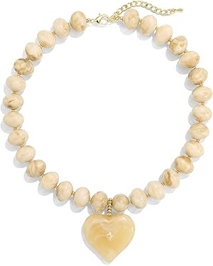 Elegance 11 designs Chunky Heart Necklace for Women, Colorful Acrylic Beaded Statement Puff Heart... | Amazon (US)