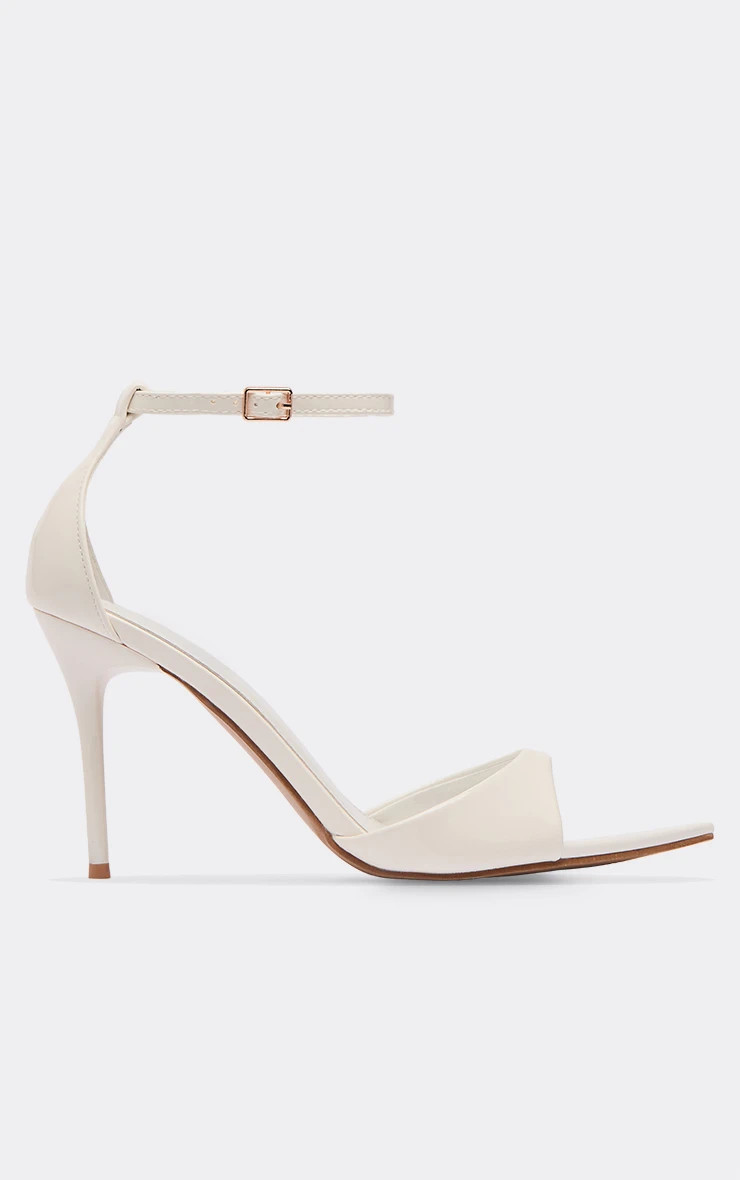 Marc Ankle Strap Pointed Peep Toe Stiletto Heel In White Patent | EGO Shoes (US & Canada)