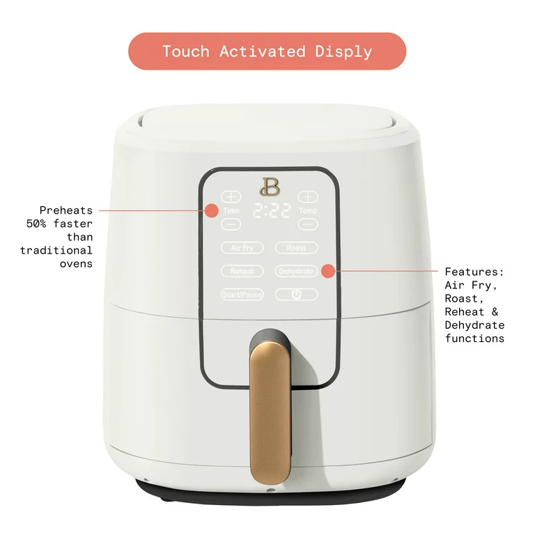 Beautiful 6 qt Air Fryer with Touch-Activated Display, White Icing by Drew Barrymore | Walmart (US)