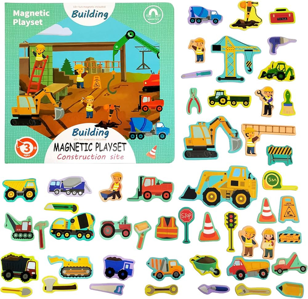 Construction Site Fridge Magnets for Toddlers, 50 PCS Refrigerator Magnets for Kids, Create a Sce... | Amazon (US)