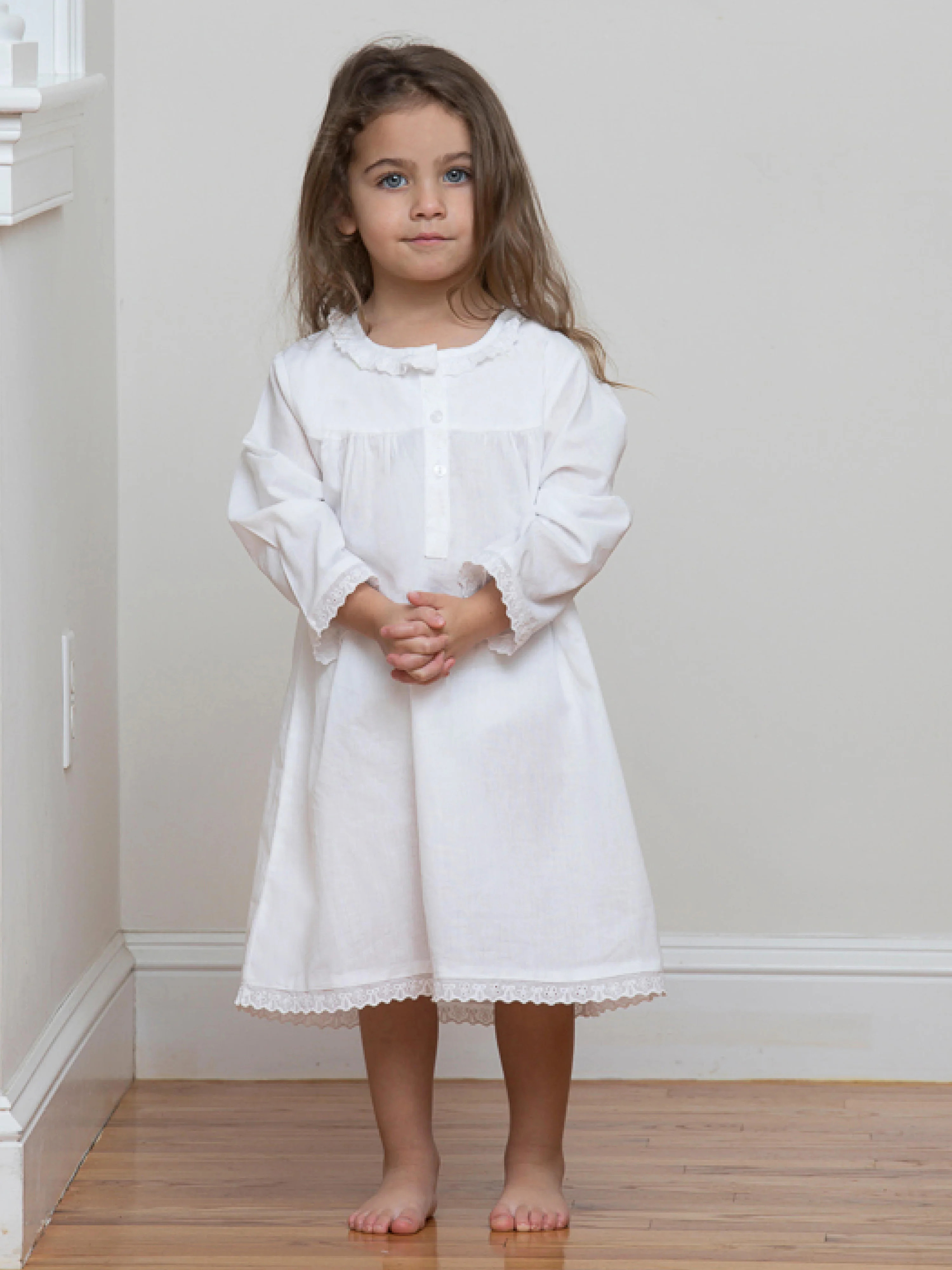 Annie White Cotton Dress - Jacaranda Living Little Girls Cotton Dresses, Eyelet Lace | Jacaranda Living