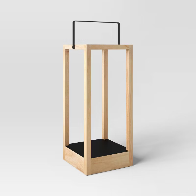 Wood/Iron Outdoor Lantern Candle Holder Brown - Threshold™ | Target