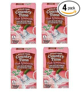 (4 Pack) Country Time On-The-Go Sugar-Free Pink Lemonade Powdered Soft Drink, 6-0.9 oz Packets | Amazon (US)
