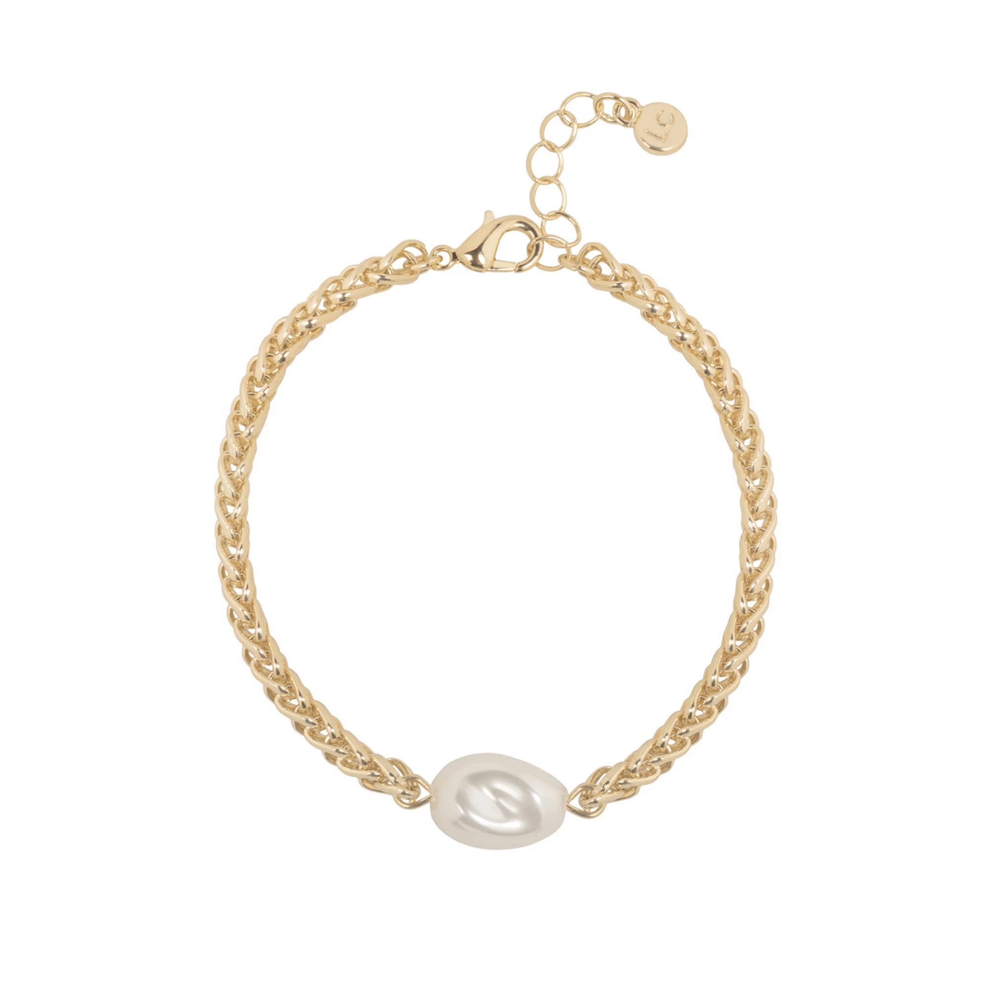 LC Lauren Conrad Gold Tone Byzantine Chain & Simulated Pearl Bracelet | Kohl's