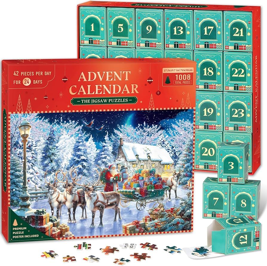 Advent Calendar 2024 Christmas Puzzle - 1008 Pieces Christmas Night Advent Calendar Puzzles for A... | Amazon (US)