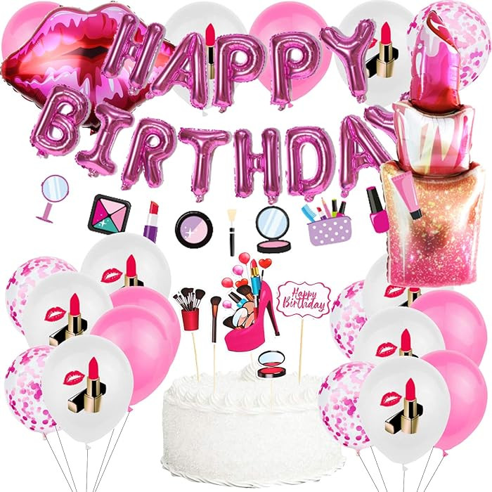 SPA Makeup Party Supplies with Spa Latex Balloon,Lipstick Foil Balloons,Happy Birthday Balloons B... | Amazon (US)
