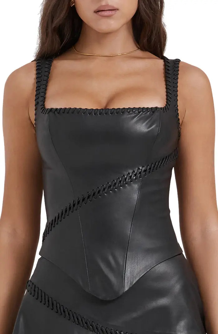 Leonie Whipstitch Faux Leather Corset Top | Nordstrom
