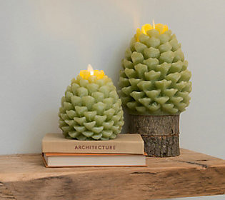 Luminara Set of (2) Pinecone Flameless Figural andles | QVC