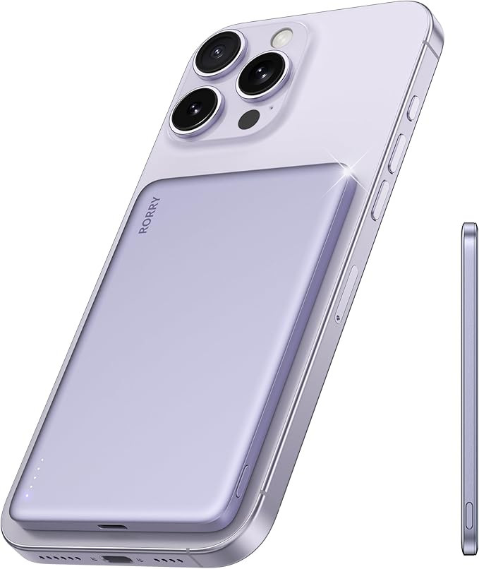 RORRY for Magsafe Portable Charger, [0.3" Ultra Slim] Magnetic Power Bank,[Alloy-Made] 5000mAh Wi... | Amazon (US)