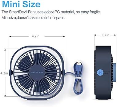SmartDevil Small Personal USB Desk Fan,3 Speeds Portable Desktop Table Cooling Fan Powered by USB... | Amazon (US)