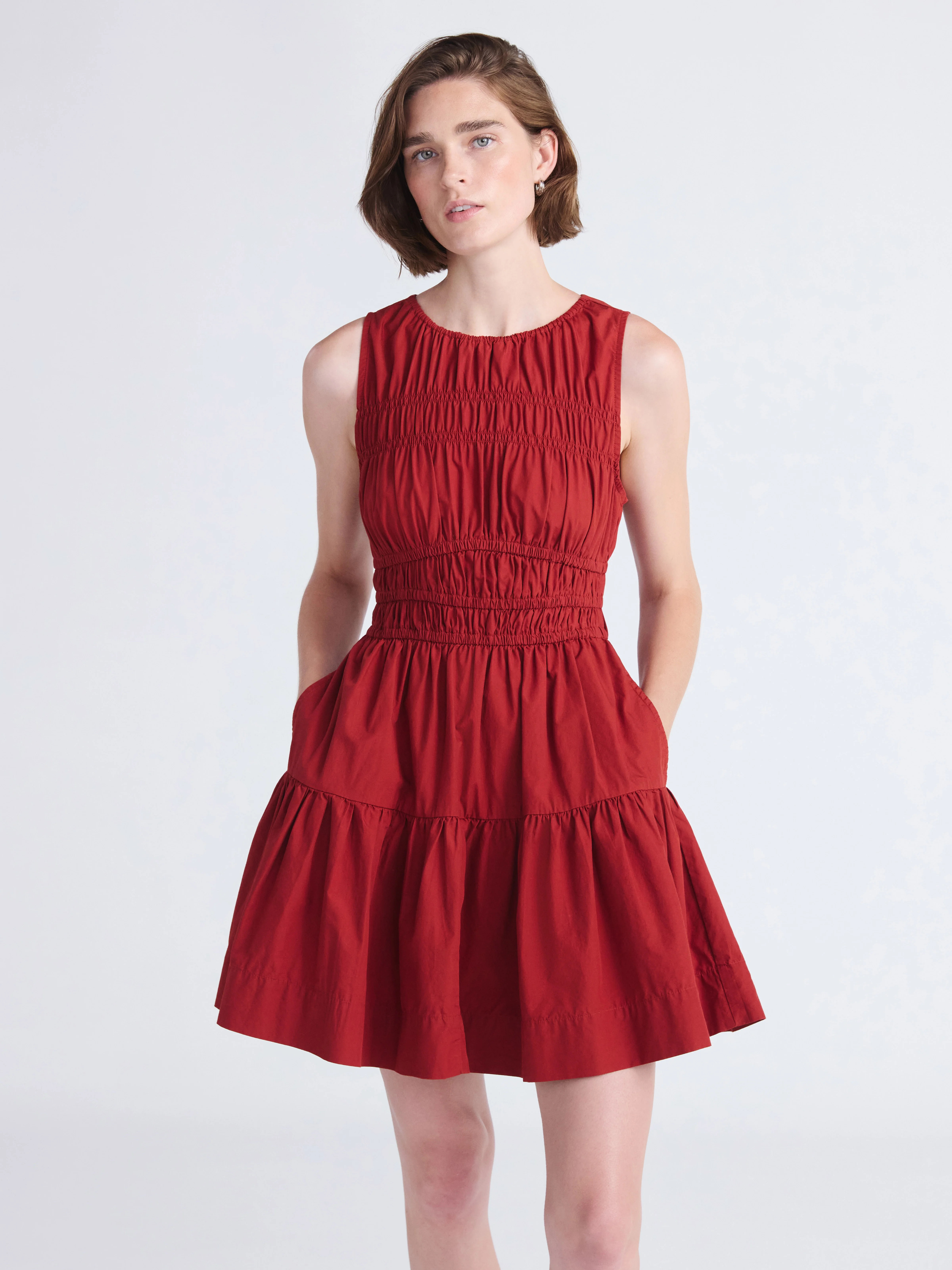 Free Assembly Women's Sleeveless Smocked Cotton Mini Dress with Back Tie, Sizes XS-XXL | Walmart (US)