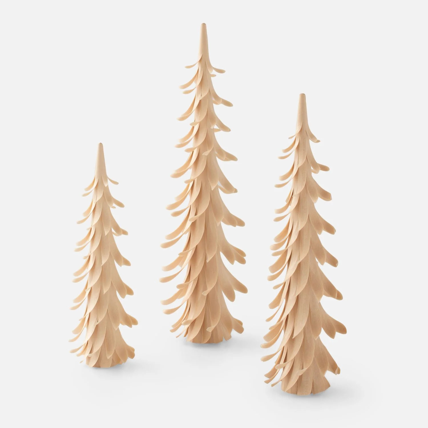 Handcarved Wooden Trees, Set of 3 - Natural | Schoolhouse