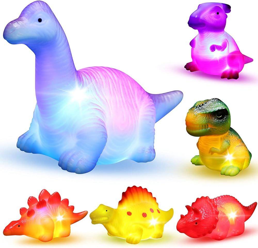 6 Packs Light-Up Floating Dinosaur Bath Toys Set, for Baby Toddler Nephew in Birthday Christmas E... | Amazon (US)