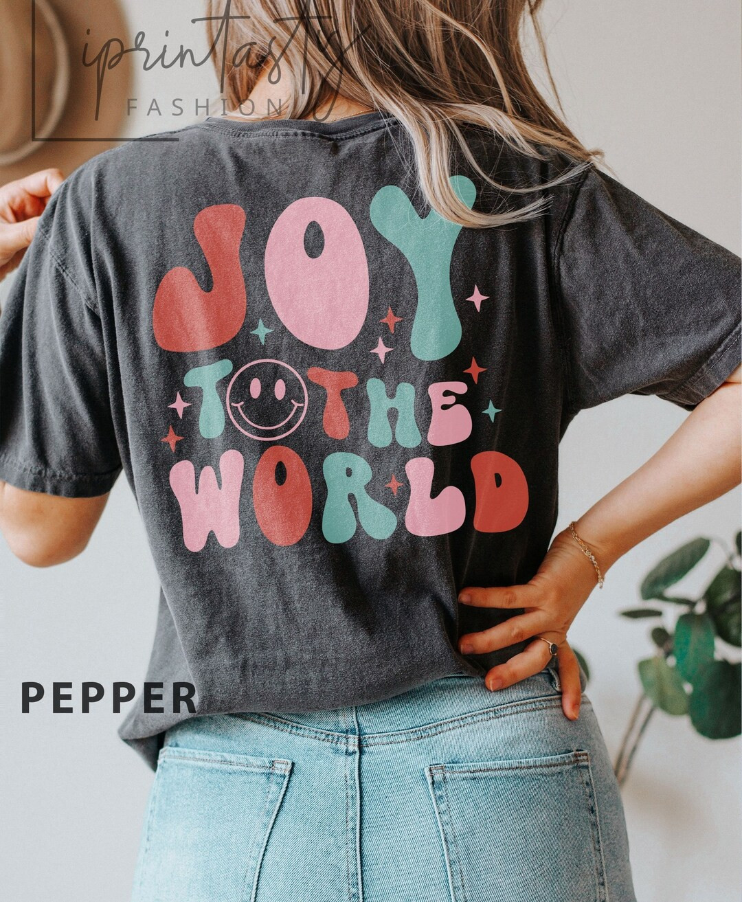 Two sided joy to the world t-shirt, cutechritmas t-shirt,smiley face Christmas t-shirt, iPrintast... | Etsy (US)