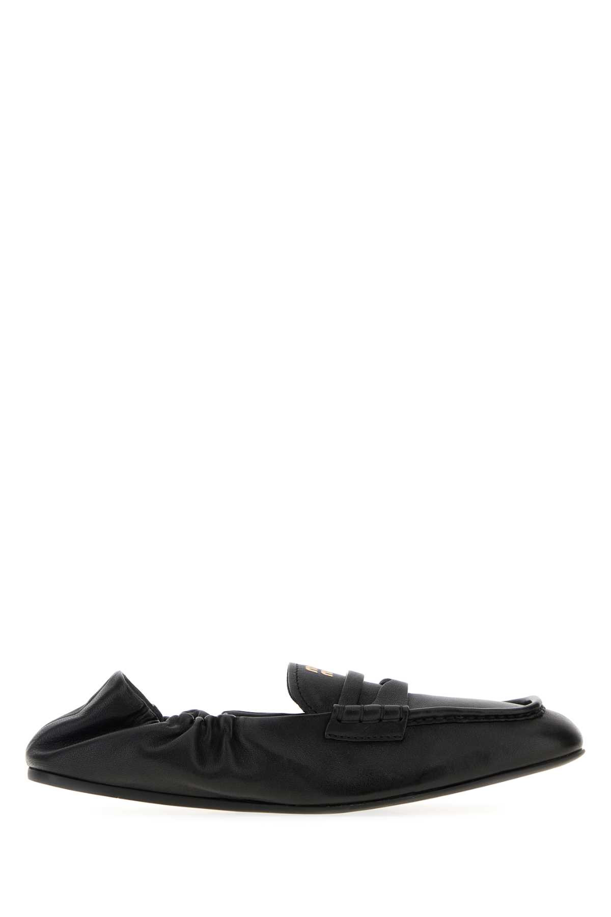 Miu Miu Black Nappa Leather Ruches Loafers | Italist.com US