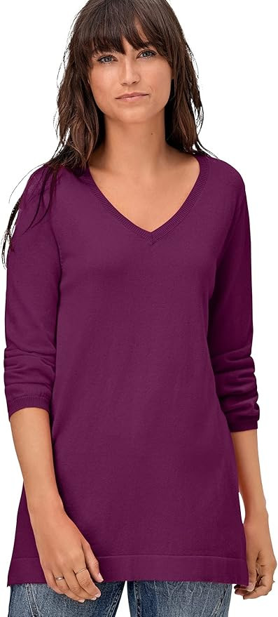 ellos Plus Size V-Neck Sweater Tunic | Amazon (US)