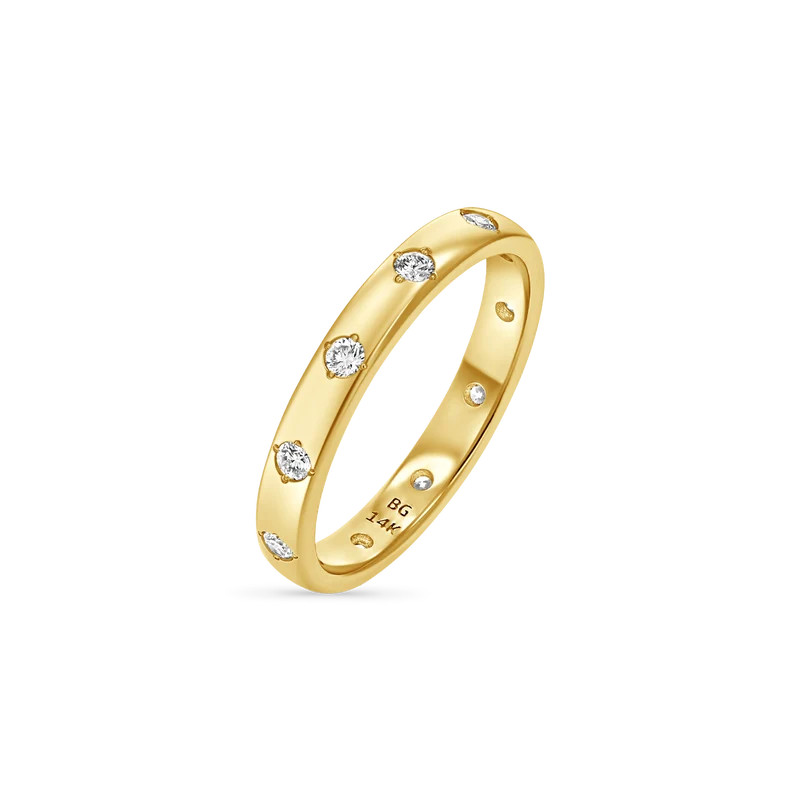 14K Gold Glimmer Natural Diamond Band Ring | Solid Gold | Baby Gold | Baby Gold