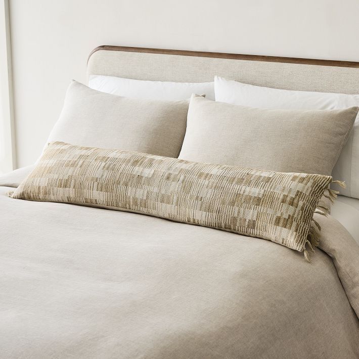 Silk Woven Lines Oversized Lumbar Pillow Cover | West Elm (US)