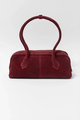 Burgundy Suede Long Handle Shoulder Bag | Avara