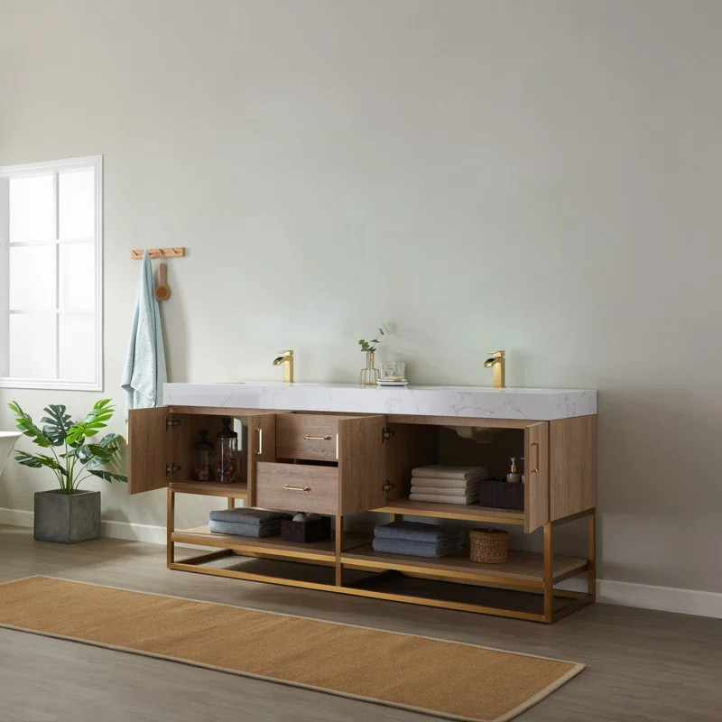 Annice 72'' Double Bathroom Vanity with Cultured Marble Top | Wayfair North America