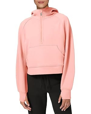 LASLULU Womens Hoodies Fleece Lined Collar Pullover 1/2 Zipper Sweatshirts Long Sleeve Crop Tops ... | Amazon (US)